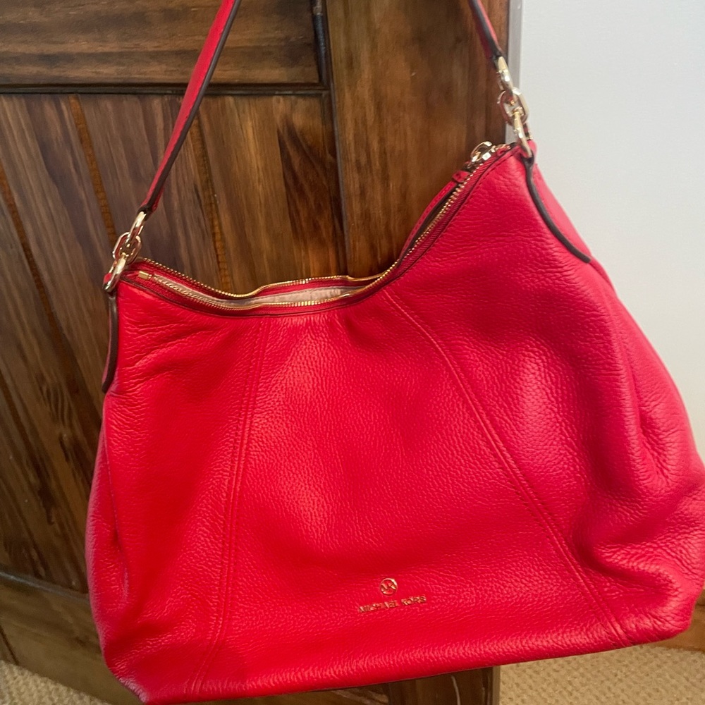 New leather red Michael Kors shoulder bag with wallet